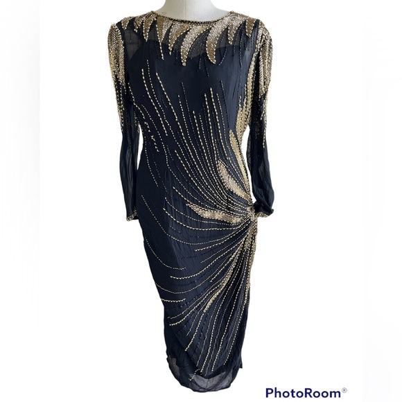 Black Tie Dresses & Skirts - Elegant Black and Gold Women's Dress